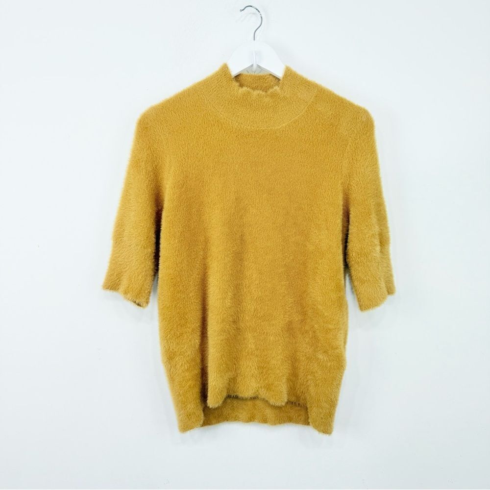 Bailey 44 x Revolve Mustard Yellow Faux Fur Fuzzy Knit Mock Neck Sweater
